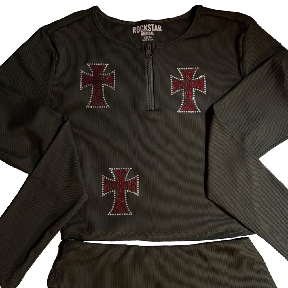 WMNS ROCKSTAR CROP TOP 2 PIECE TRACK SUIT SET - Picture 2 of 6